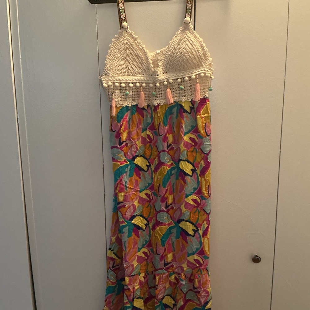 Colorful Crochet Top Maxi Dress